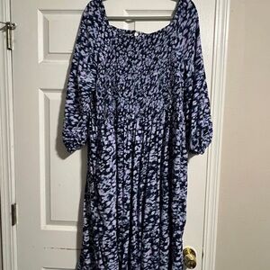 Terra & Sky Long Sleeve Blue and Black Dress